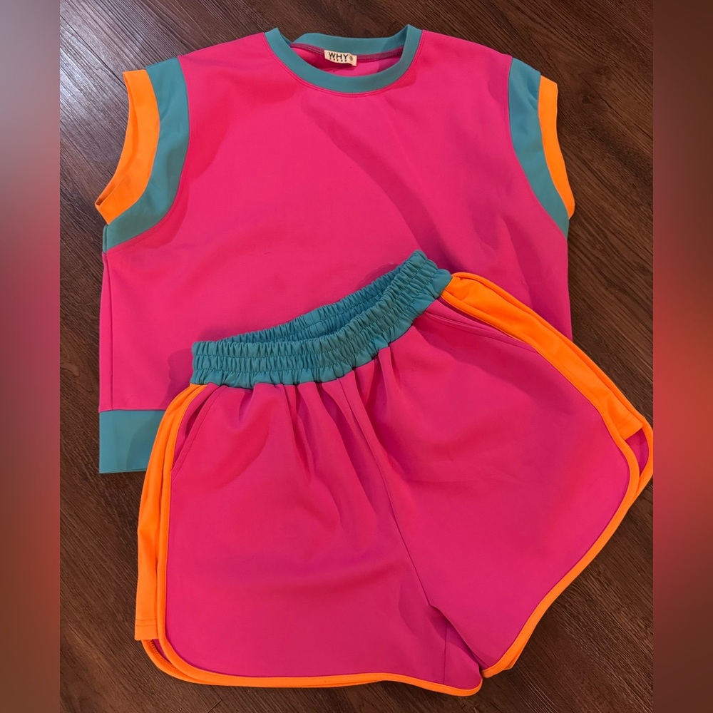 Vibrant Pink and Orange Athletic Set